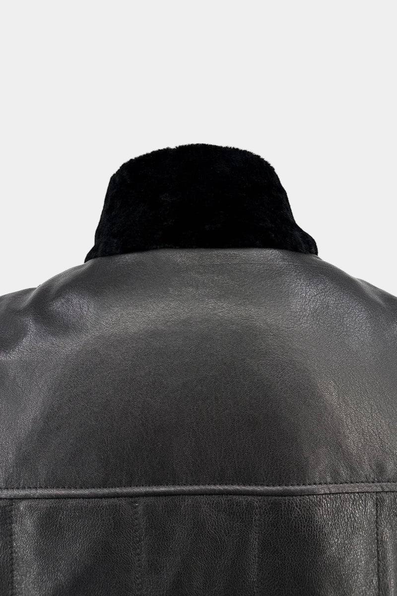 Le Boréal - Black Leather and Shearling Vest - view 3