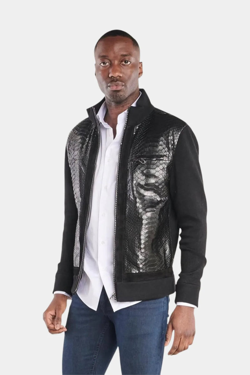 Le Clair - Obscur - Blouson en Cachemire et Python - Galbert Paris