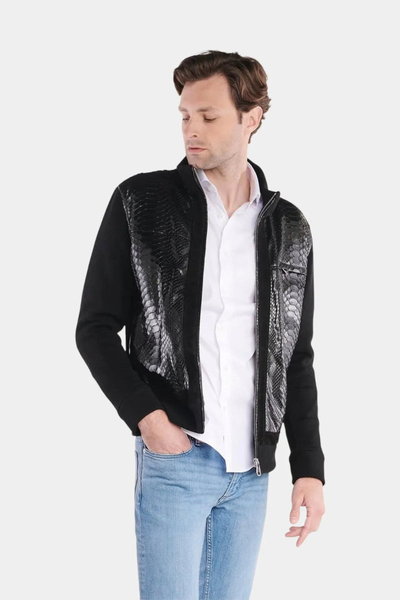 Le Clair - Obscur - Blouson en Cachemire et Python - Galbert Paris