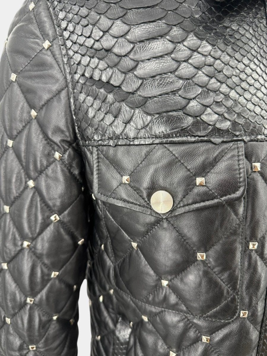 Le Cuirassier - Veste en Cuir Matelassé Python et Studs Premium - Galbert Paris