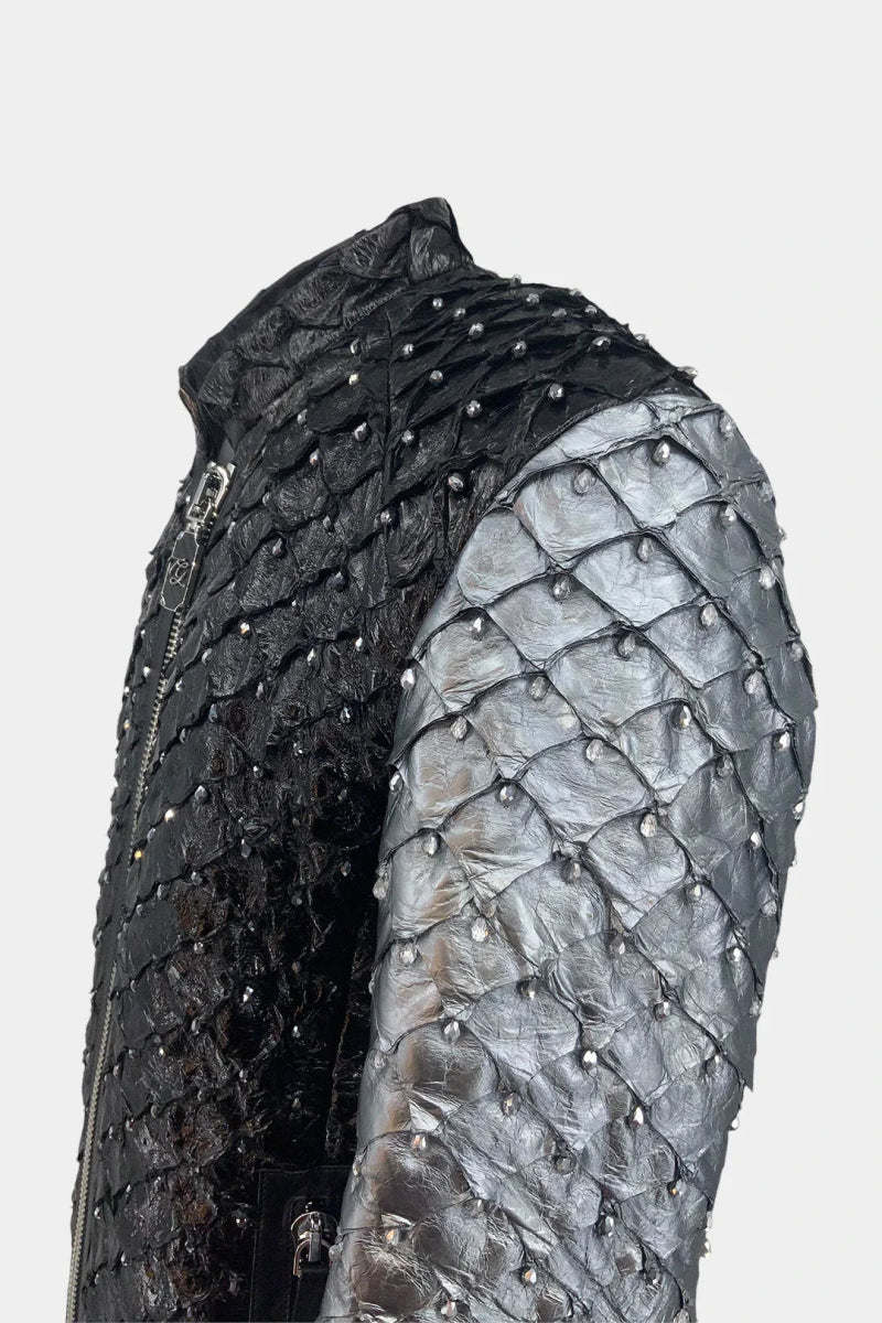 Le Fluvial - Veste Moto en Cuir de Pirarucu d'Amazonie - Galbert Paris