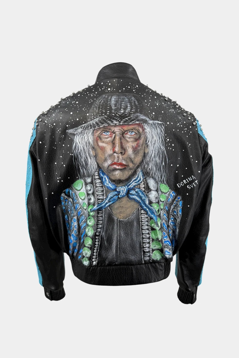 The Goldstein - Bomber Portrait in Python and Lambskin Leather - view 2