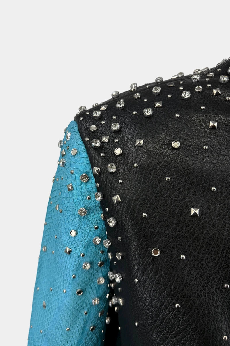 The Goldstein - Bomber Portrait in Python and Lambskin Leather - view 7