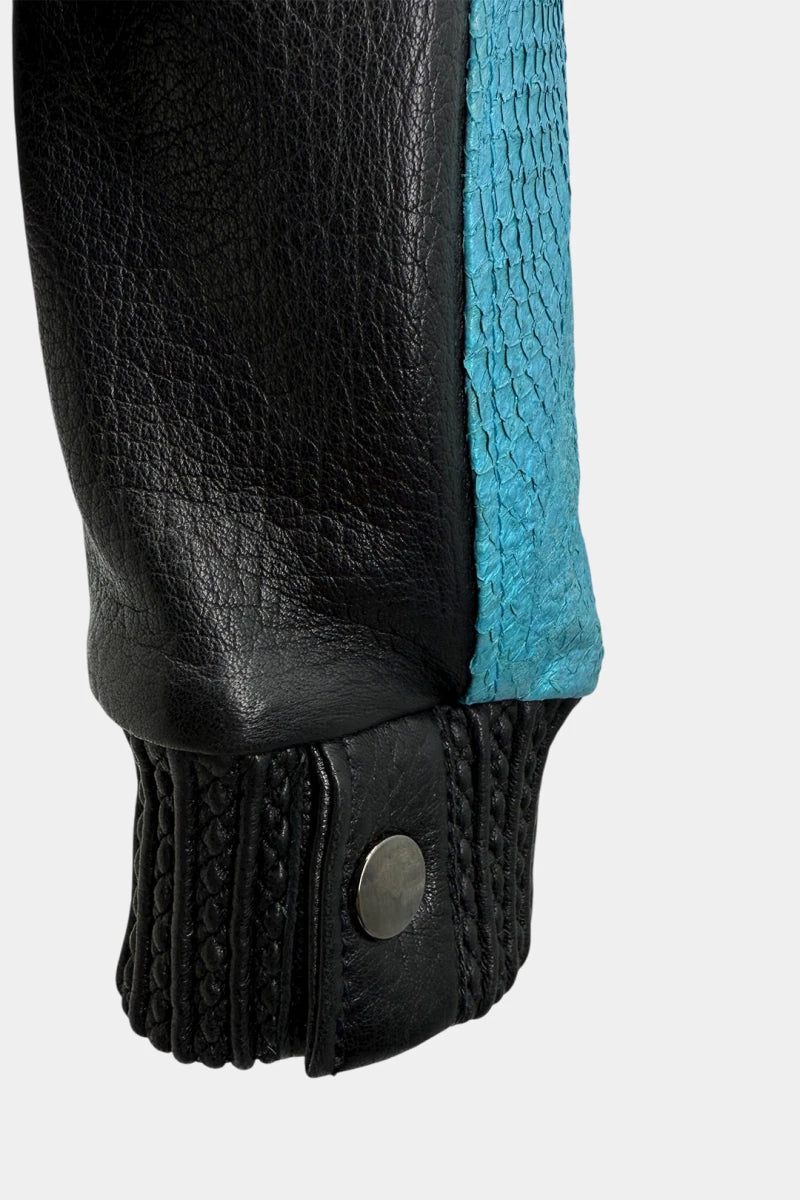The Goldstein - Bomber Portrait in Python and Lambskin Leather - view 8
