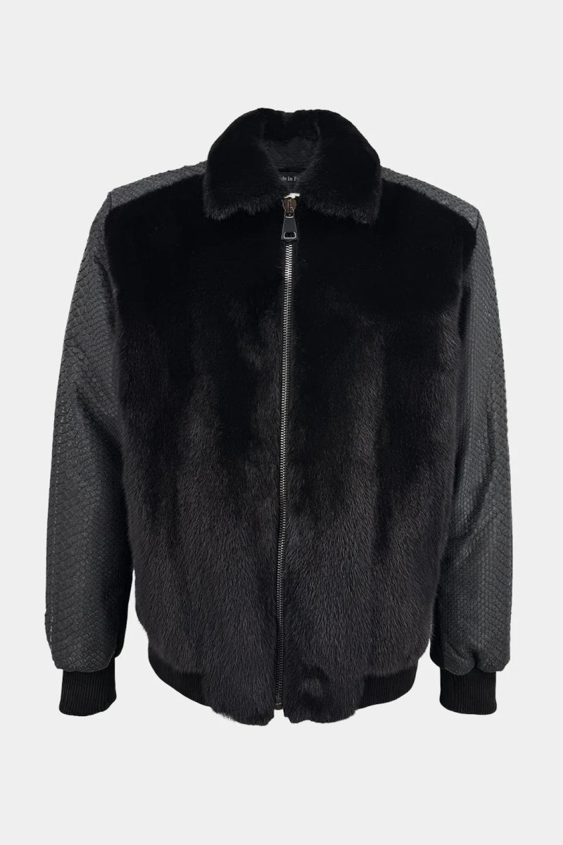 Le Janus - Bomber en Fourrure de Vison et Python - Galbert Paris