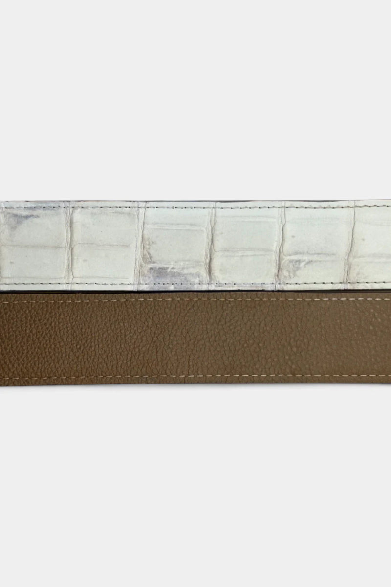 Le Lunaire - Ceinture en Cuir de Crocodile Himalaya et Boucle Argent - Galbert Paris