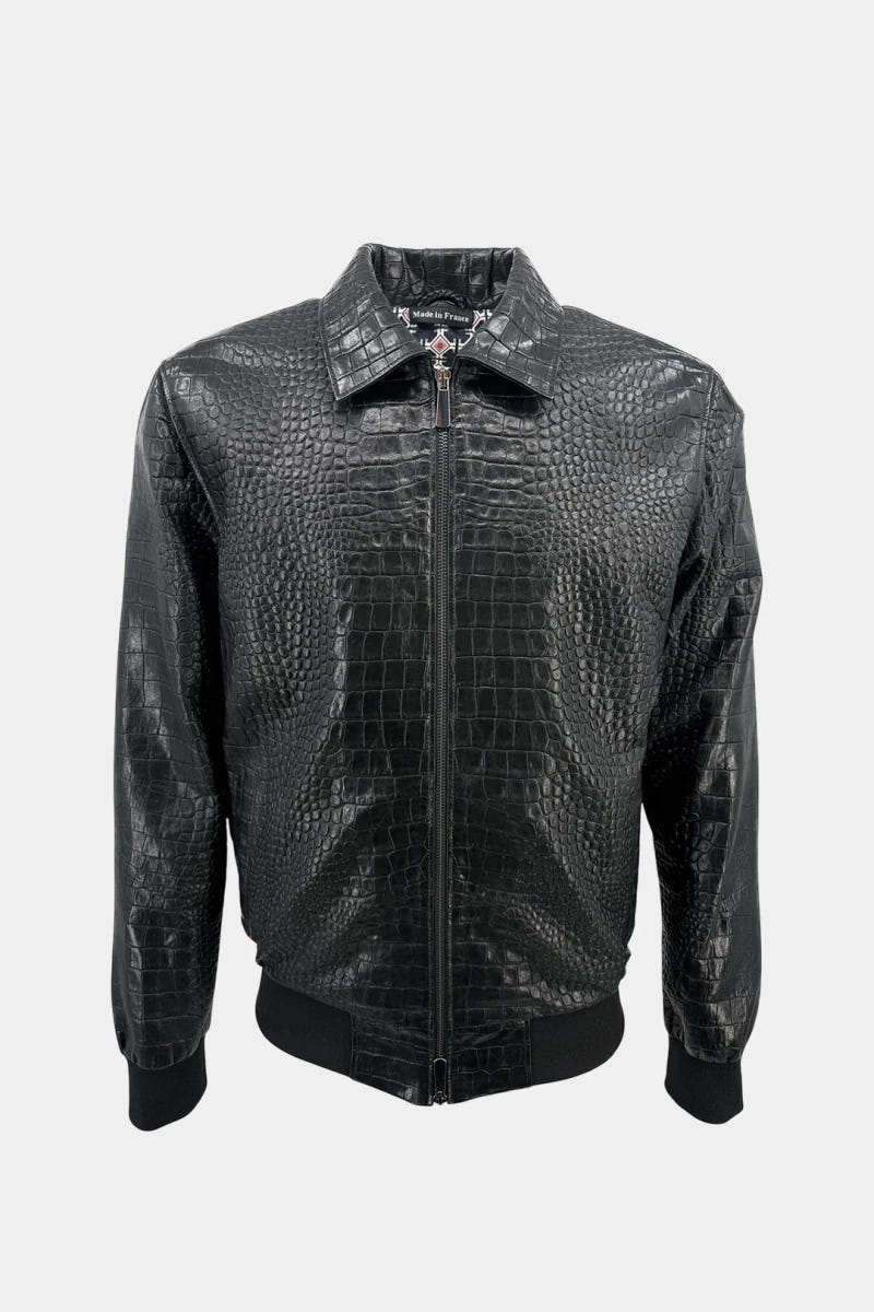 The Magistral - Black Crocodile-Embossed Lambskin Jacket