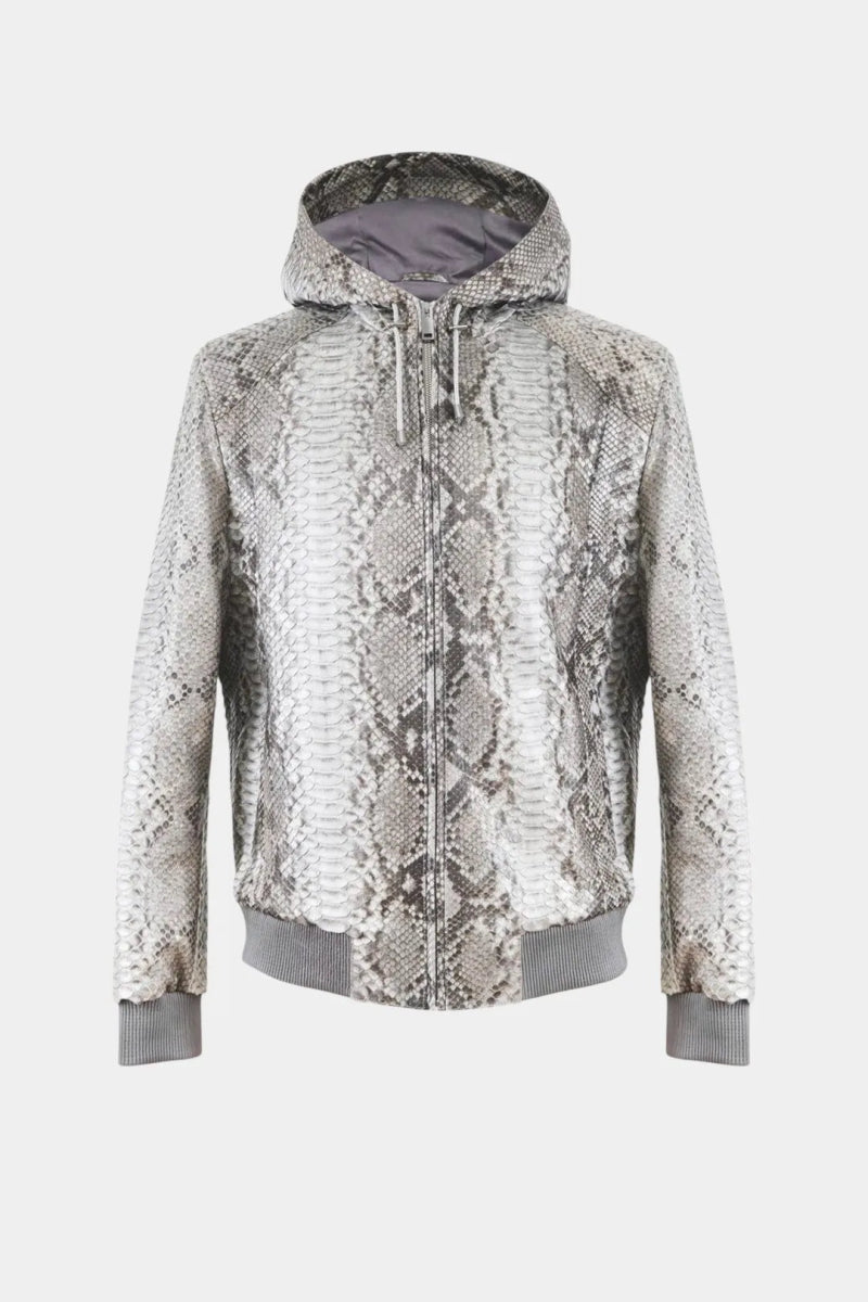 Le Nomade - Sweat à Capuche Zippé en Cuir de Python Naturel - Galbert Paris