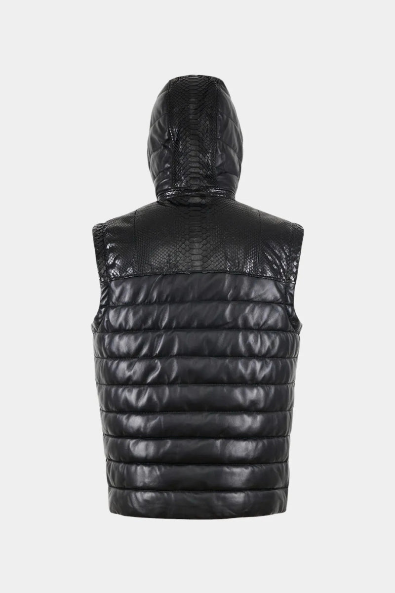 Le Plastron - Gilet Sans Manches en Cuir Matelassé et Python - Galbert Paris