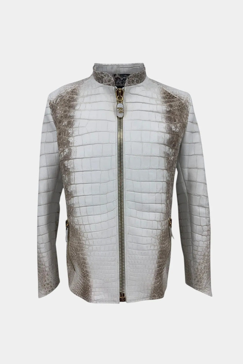The Souverain - Himalayan Crocodile Leather Biker Jacket