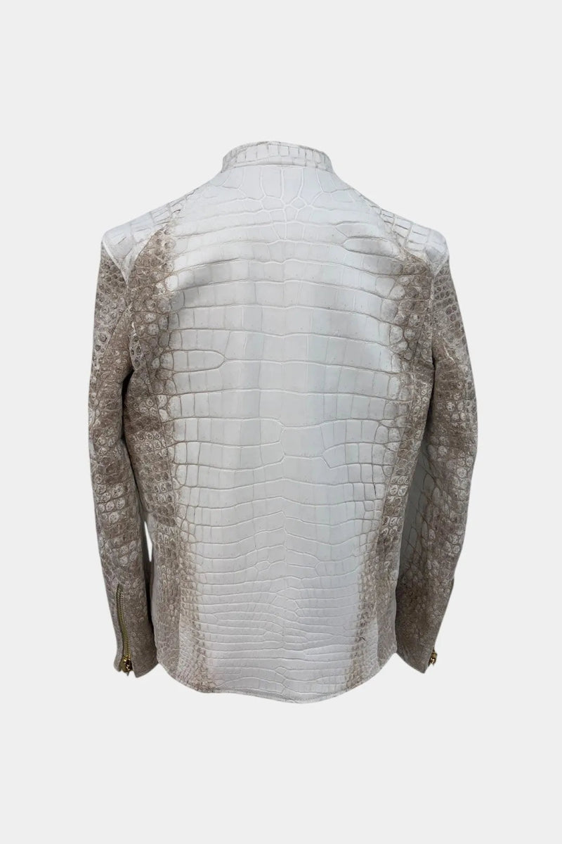 Le Souverain - Veste Moto en Cuir de Crocodile Himalaya - Galbert Paris