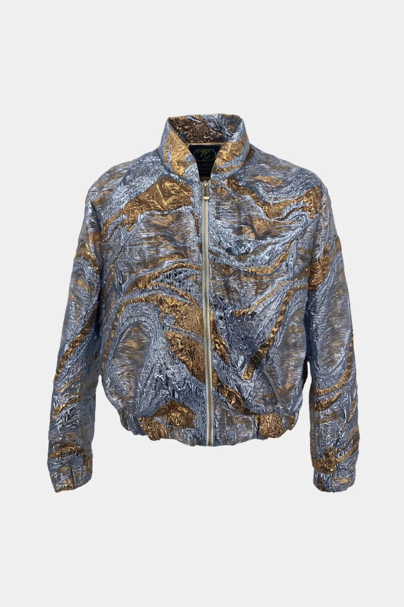 The Titan - Mars Pattern Brocade Fabric Bomber Jacket