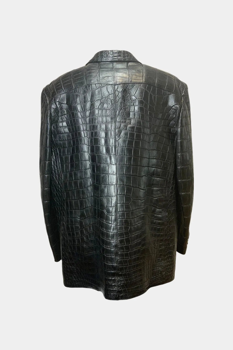 L'Éminence - Blazer en Cuir de Crocodile Noir - Galbert Paris