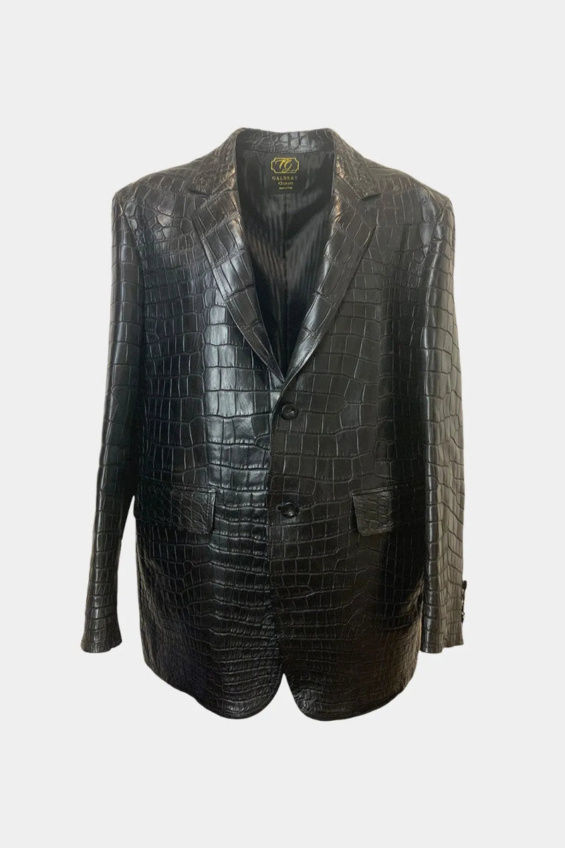 L'Éminence - Blazer en Cuir de Crocodile Noir - Galbert Paris