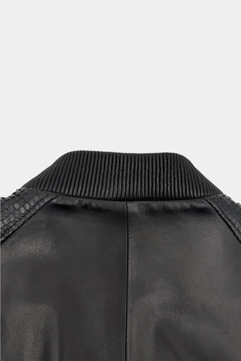 The Tightrope Walker - Bomber Jacket in Black Python and Lambskin Leather - view 6