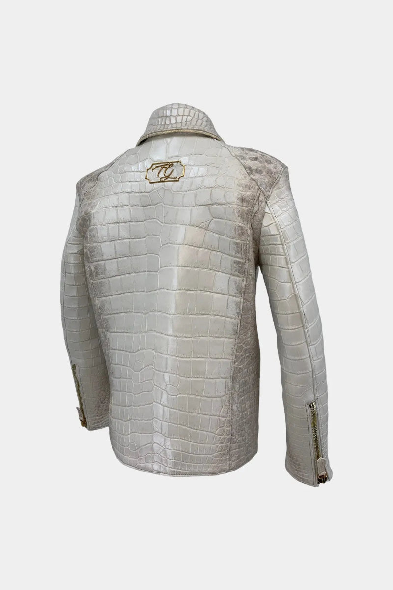 L'Impérial - Veste Perfecto en Cuir de Crocodile Himalaya - Galbert Paris