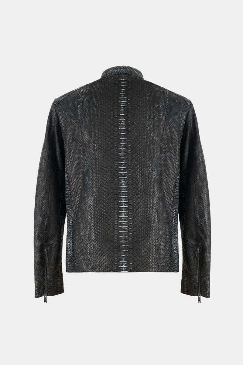 L'Insurgé - Veste Moto Homme en Cuir de Python Nubuck Noir - Galbert Paris