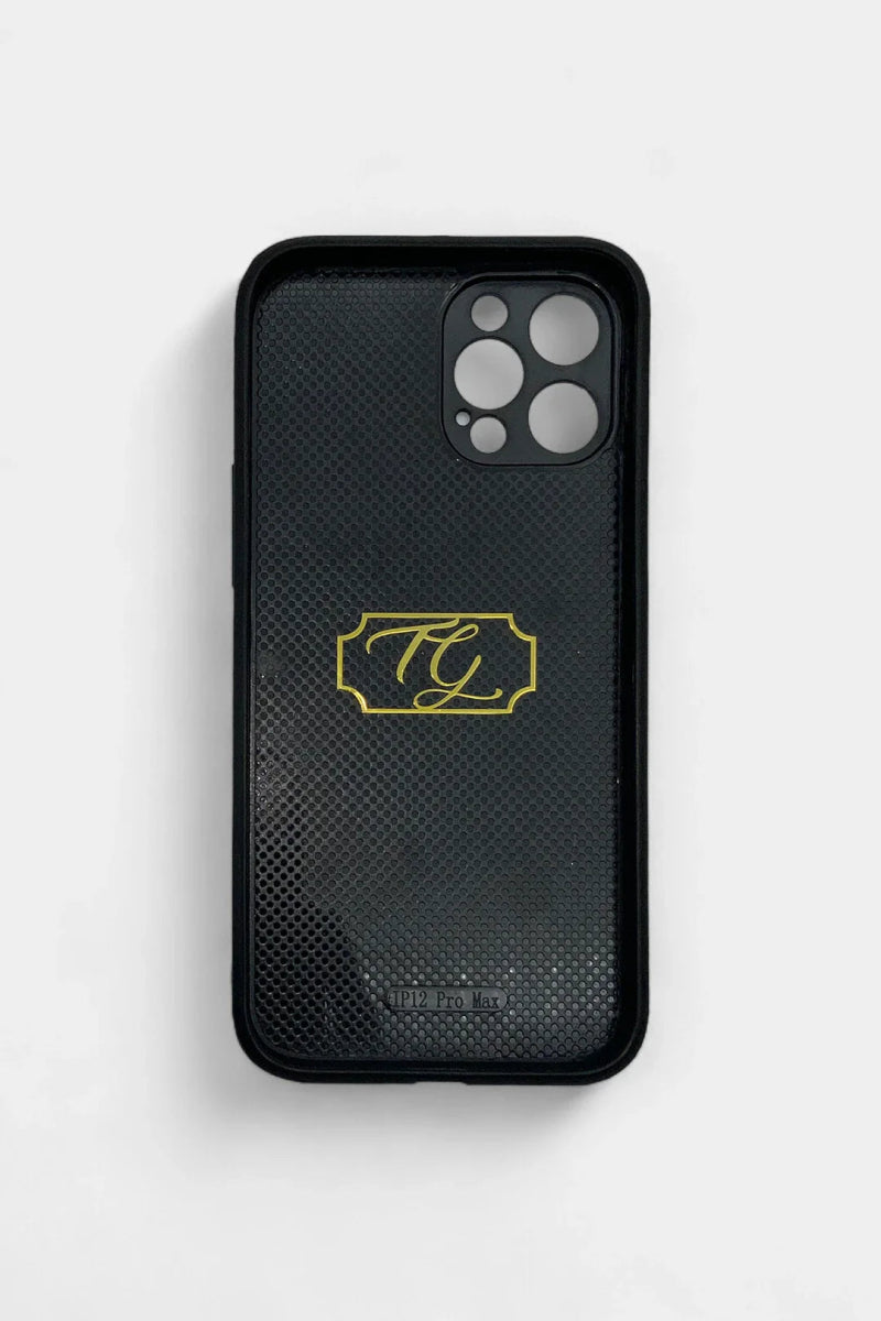 L'Obsidienne - Coque iPhone en Cuir de Crocodile Noir - Galbert Paris