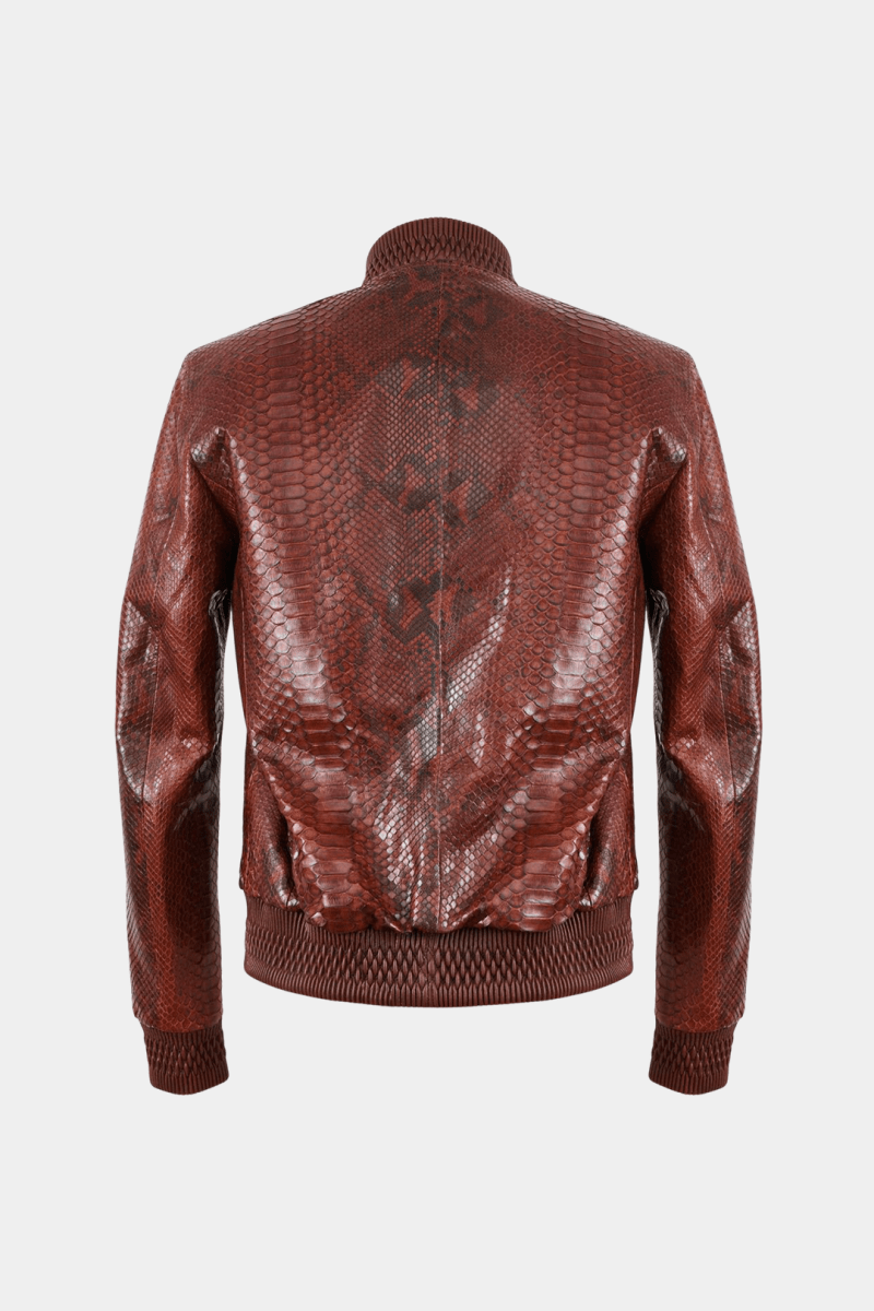 L'Odyssée - Bomber en Cuir de Python Marron - Galbert Paris