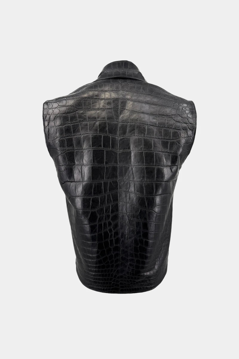 The Shadow - Black Crocodile Leather Vest - view 2