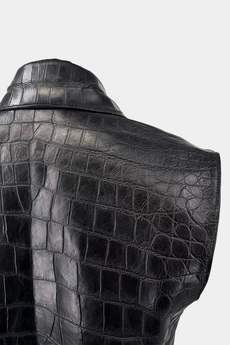 The Shadow - Black Crocodile Leather Vest - view 4