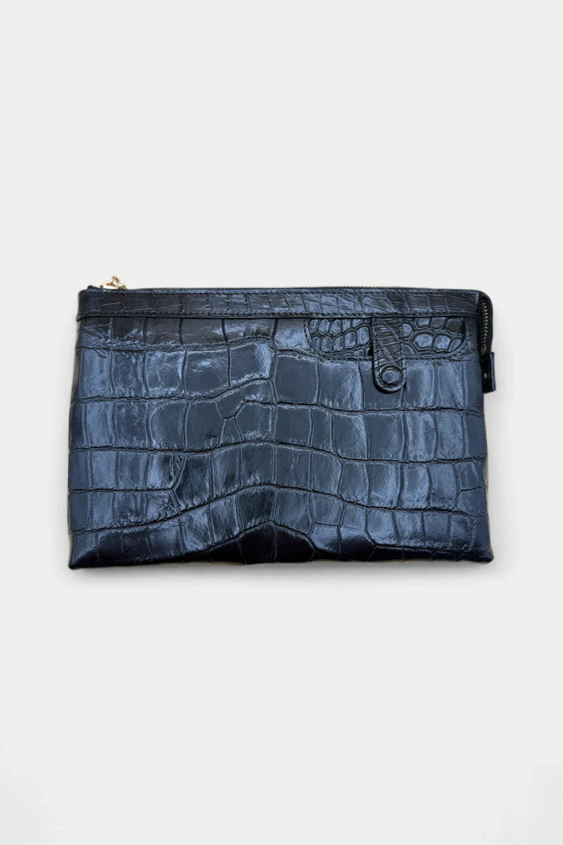 Pochette Crocodile Noir – Élégance Artisanale - Galbert Paris