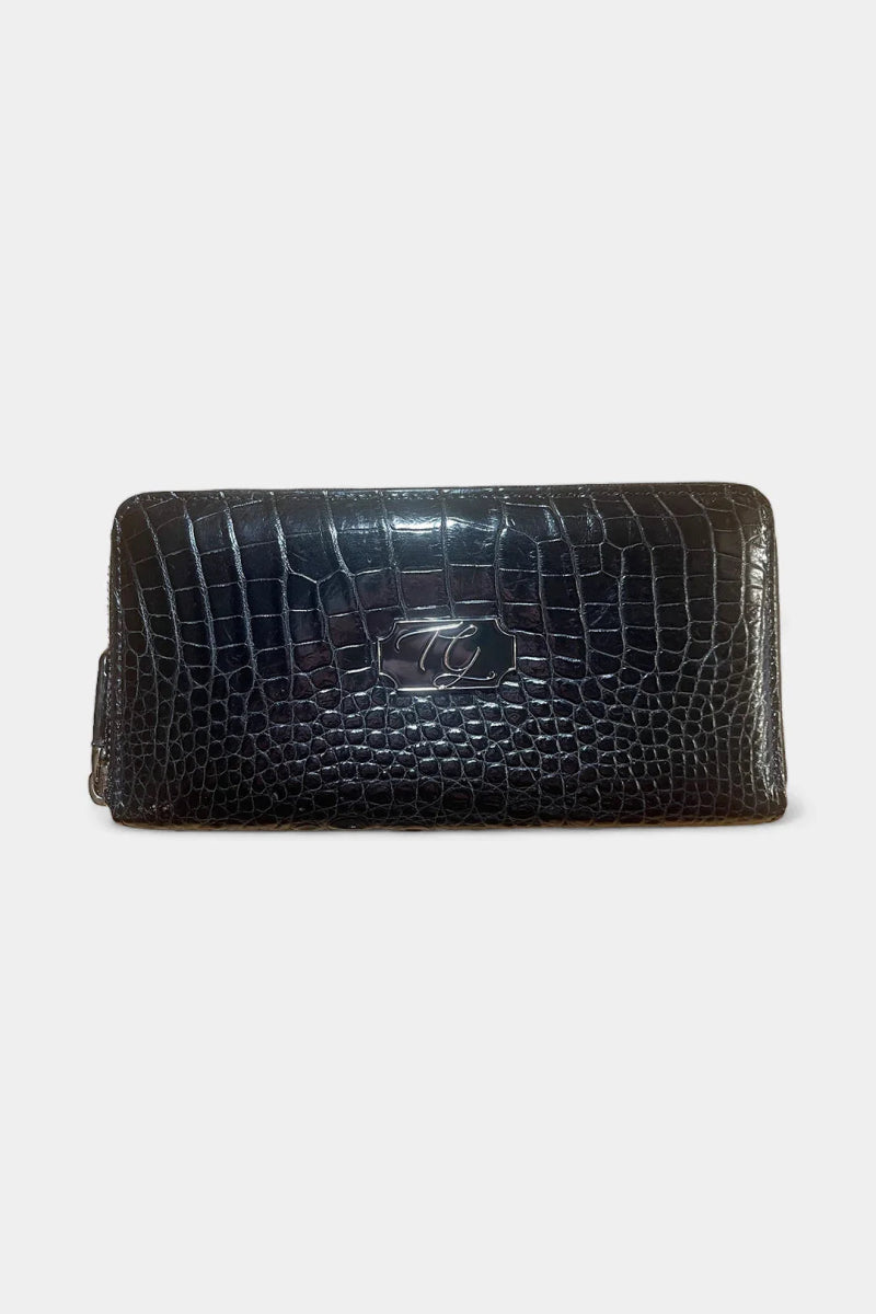 Portefeuille Crocodile Noir Grand Modèle – Élégance Intemporelle - Galbert Paris