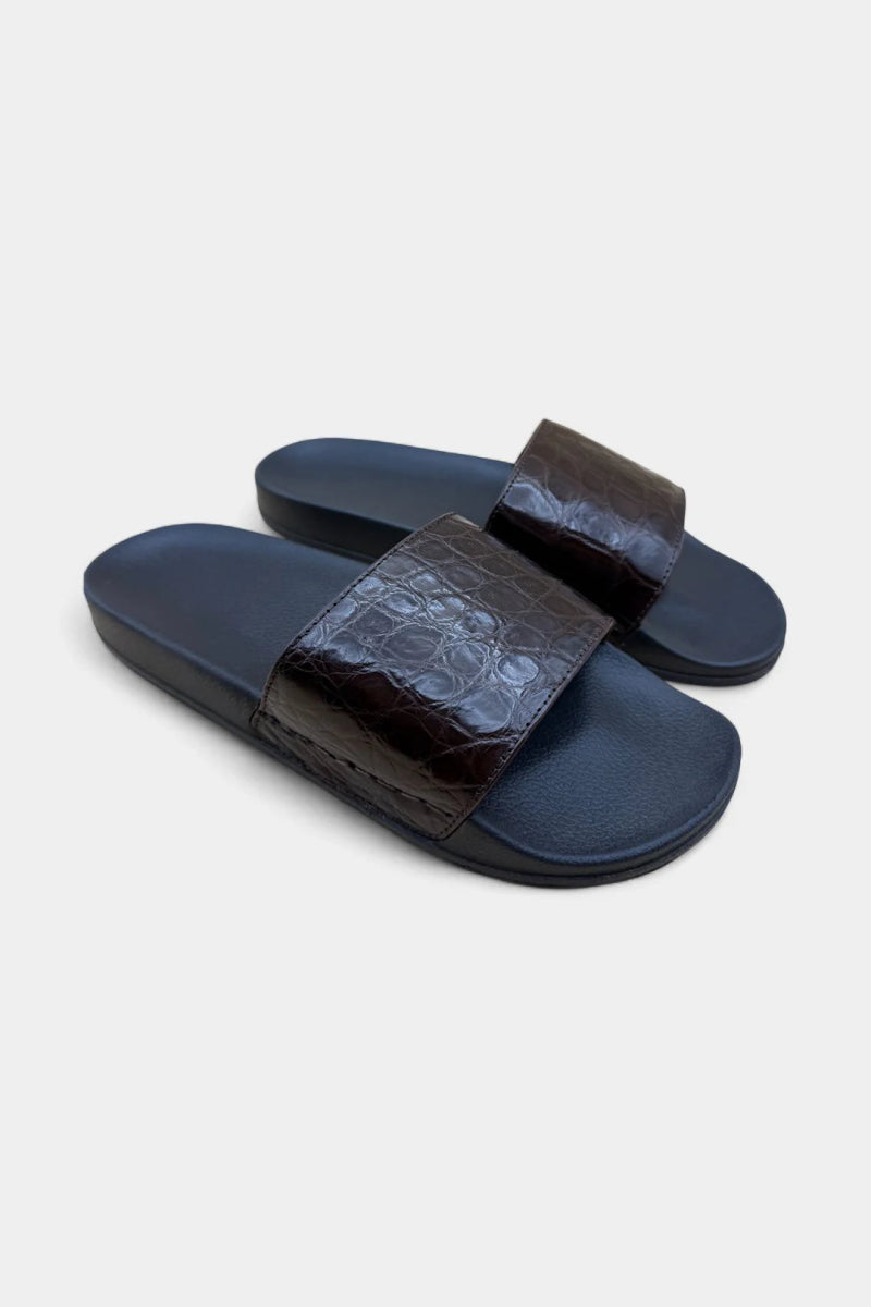 Sandales Crocodile Marron – Semelle VIBRAM, Luxe & Confort - Galbert Paris