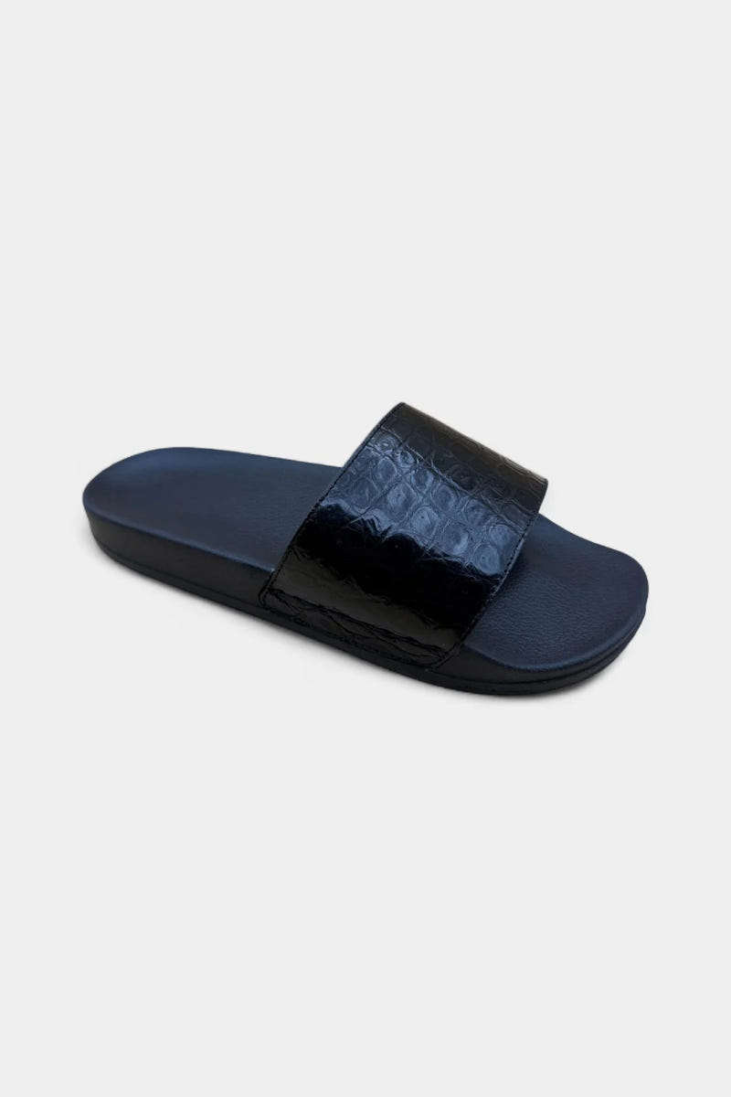 Sandalen aus schwarzem Krokodilleder