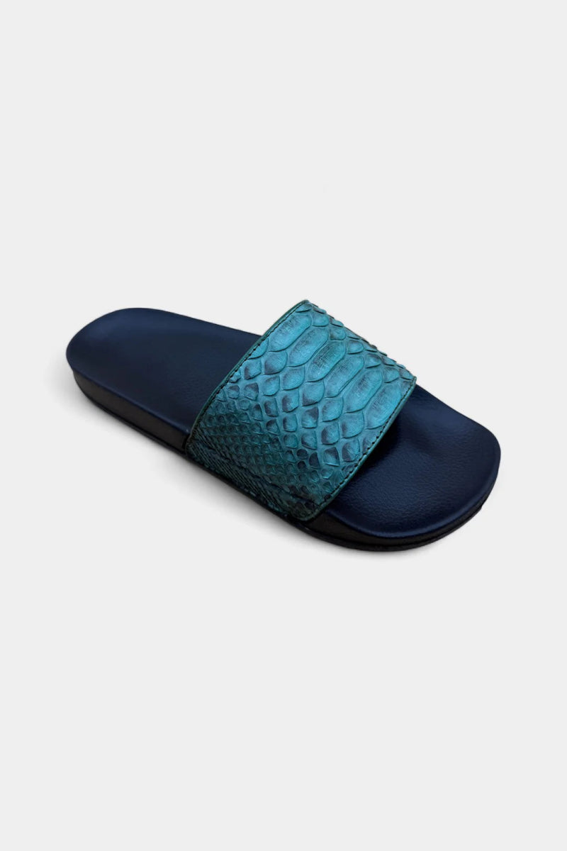 Sandales Python Bleu Tiffany – Semelle VIBRAM®, Luxe Rare - Galbert Paris