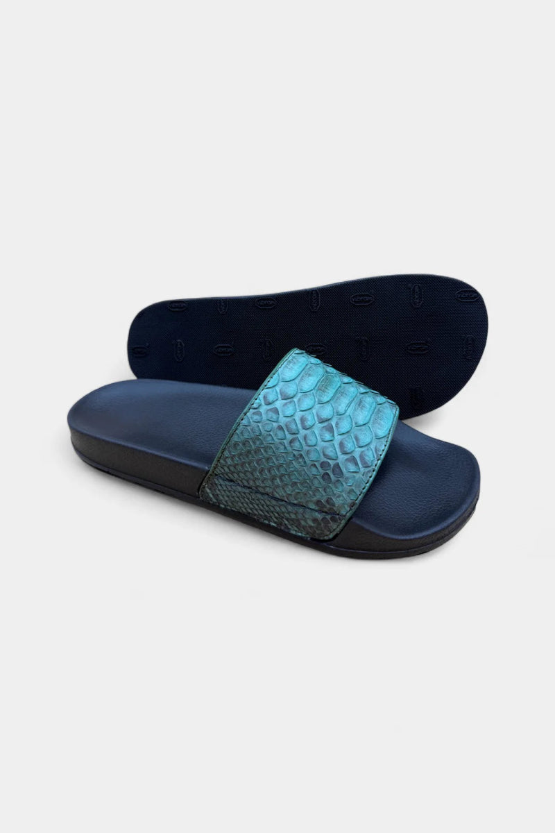 Sandales Python Bleu Tiffany – Semelle VIBRAM®, Luxe Rare - Galbert Paris