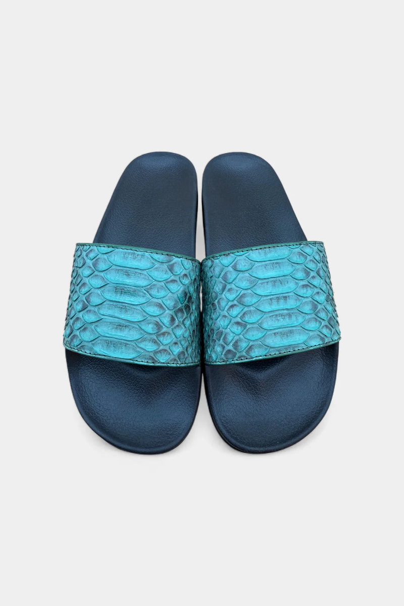 Sandales Python Bleu Tiffany – Semelle VIBRAM®, Luxe Rare - Galbert Paris