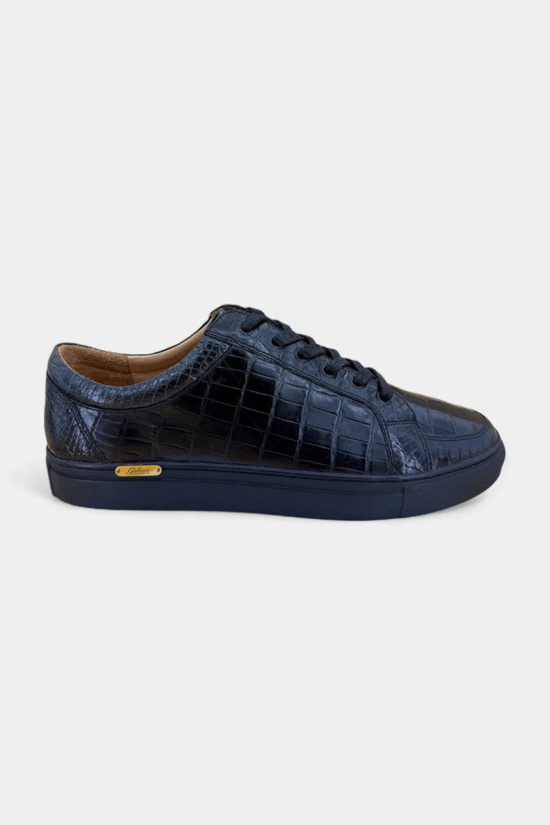 Black Crocodile Leather Sneakers