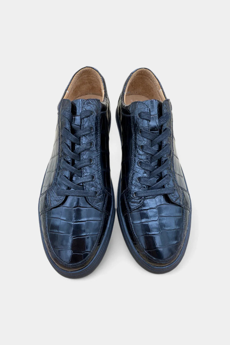 Sneakers en Cuir de Crocodile Noir - Galbert Paris