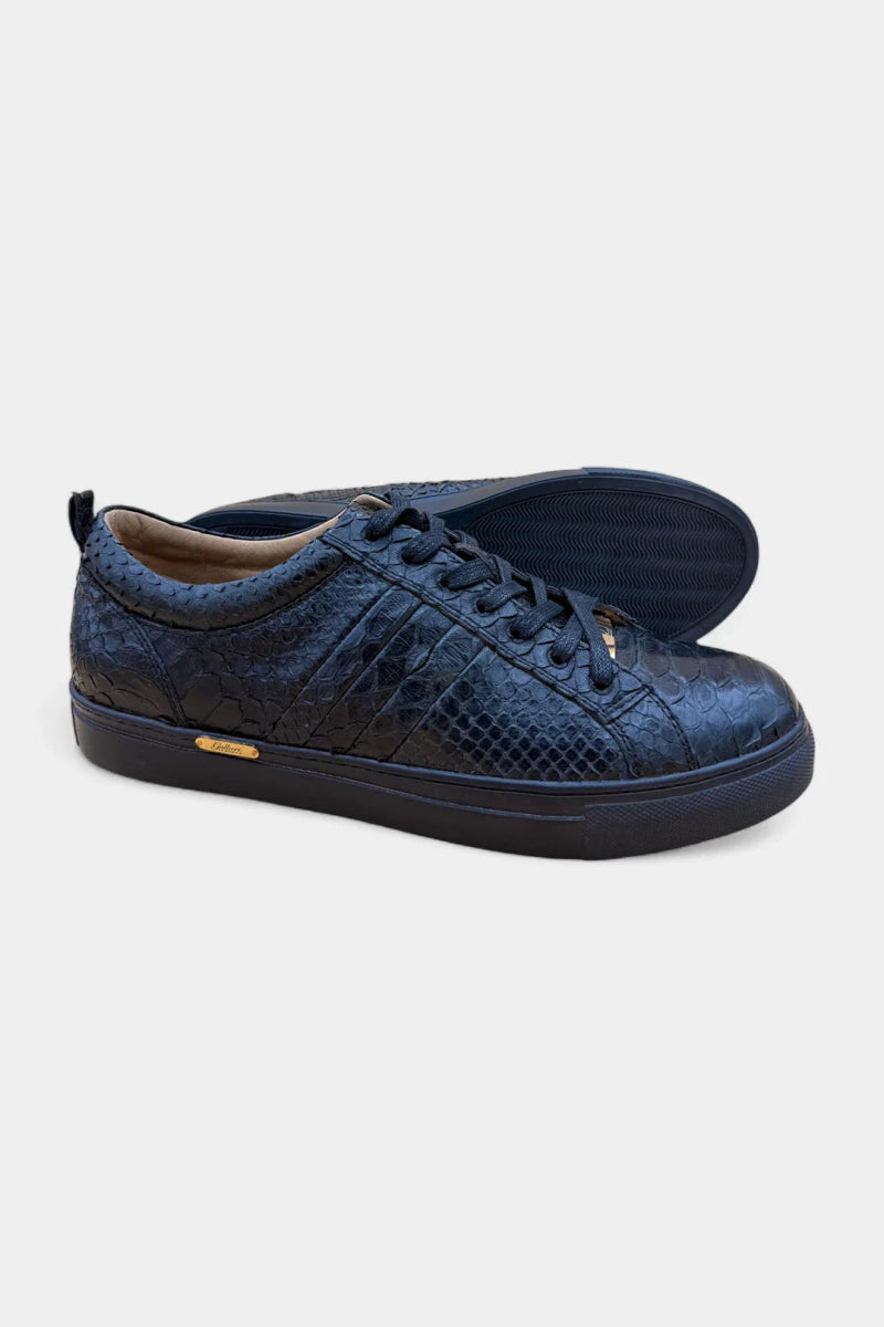 Sneakers en Cuir de Python Noir - Galbert Paris