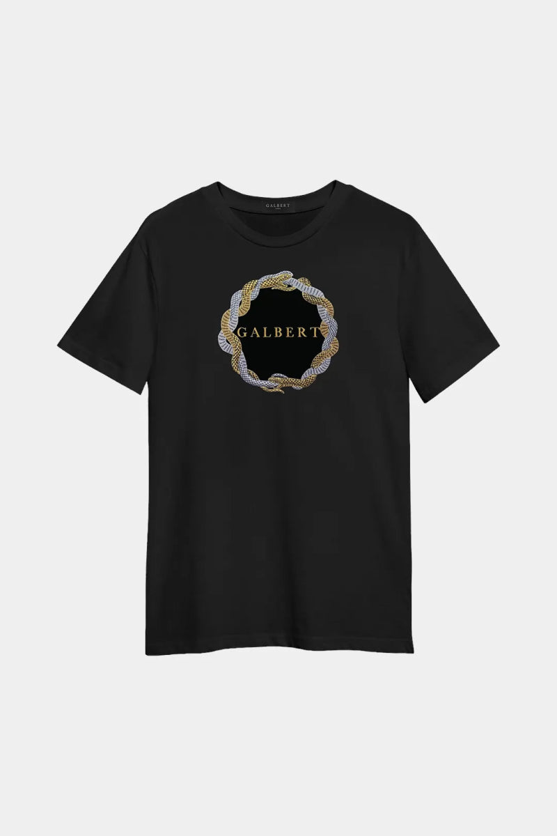 T-Shirt en Coton Brodé Symbole Infini Fils Doré et Argenté - Galbert Paris