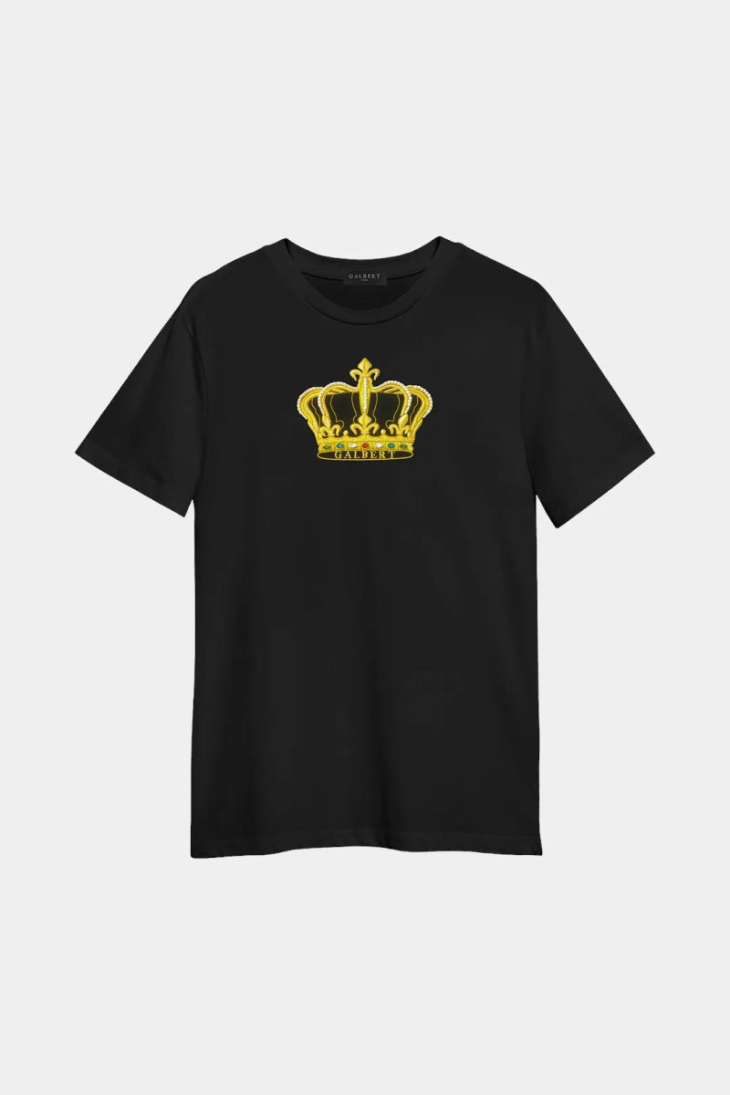 T-Shirt en Coton Premium Brodé Couronne Fil d'Or - Galbert Paris
