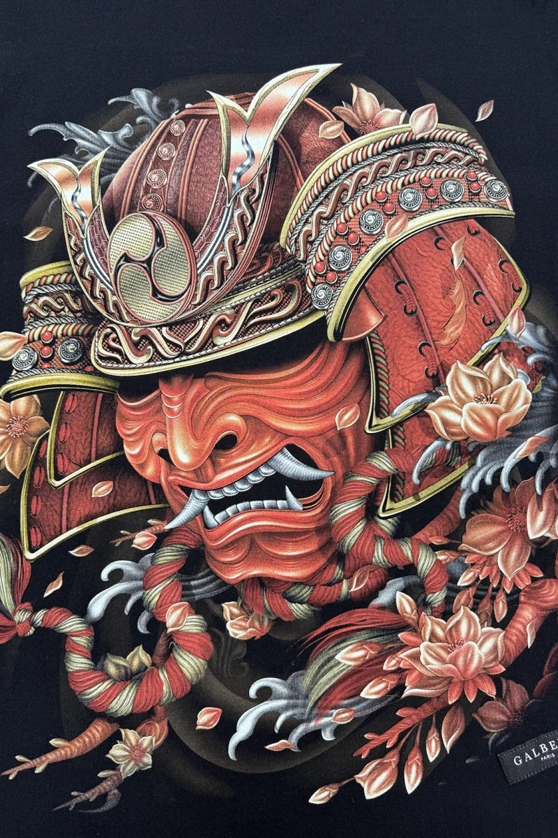 T-Shirt en Coton Premium Brodé Samouraï Main - Galbert Paris