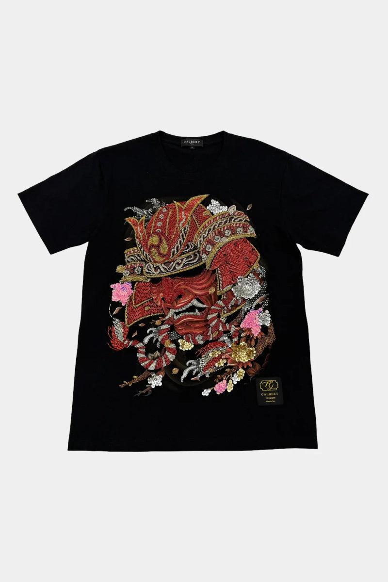 T-Shirt en Coton Premium Brodé Samouraï Main - Galbert Paris