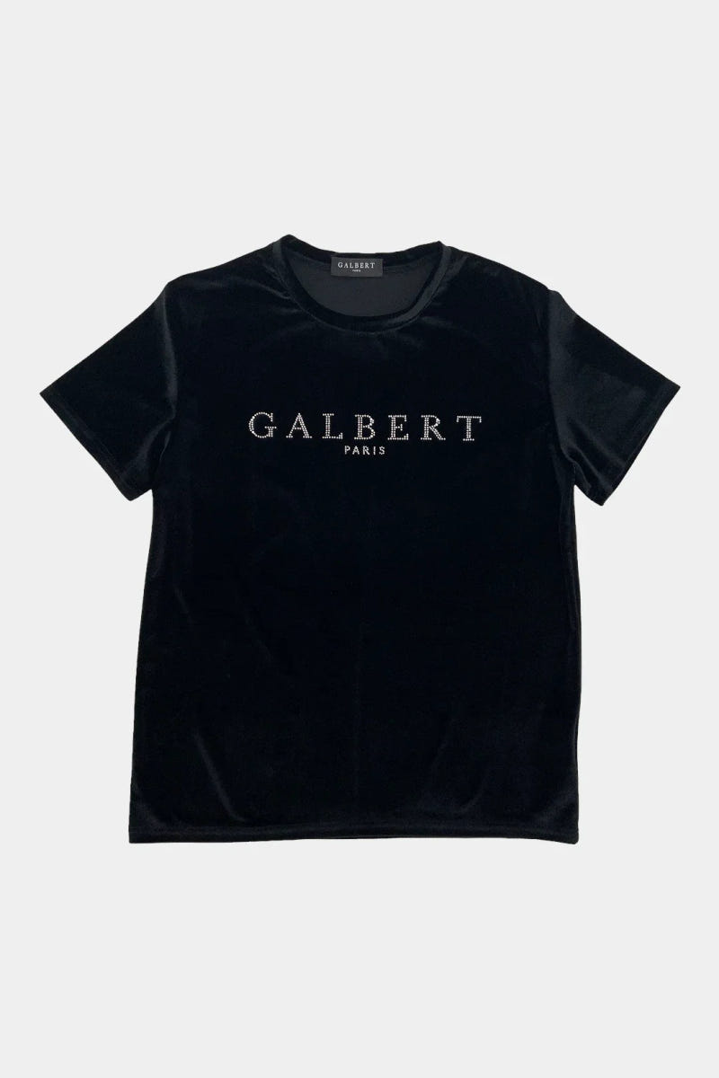 Black Velvet T-Shirt with Crystals